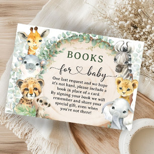 Safari Jungle Animals Baby Shower Books For Baby Enclosure Card
