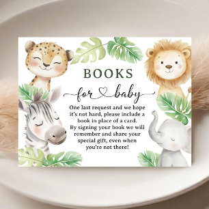 Safari Jungle Animals Baby Shower Books For Baby Enclosure Card