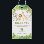 Safari Jungle Animals Baby Shower Boy Green Forest Gift Tags<br><div class="desc">Chic Jungle Safari Baby Shower Thank You Favor Tags, featuring adorable hand-drawn watercolor jungle animals and watercolor tropical foliage. Personalize it with your own wording easily and quickly, simply press the customize it button to further re-arrange and format the style and placement of the text. Can be personalized for Baby Sprinkle,...</div>