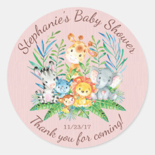 Safari Jungle Animals Baby Shower Favor Sticker