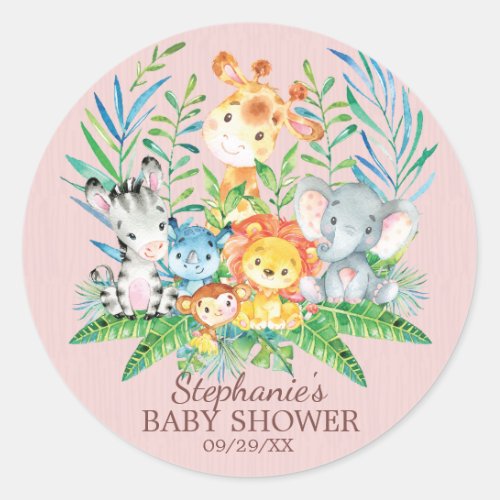 Safari Jungle Animals Baby Shower Favor Sticker