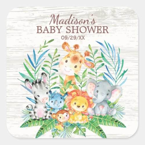 Safari Jungle Animals Baby Shower Favor Sticker