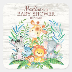 Safari Jungle Animals Baby Shower Favor Sticker