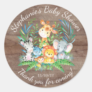 Safari Jungle Animals Baby Shower Favor Sticker