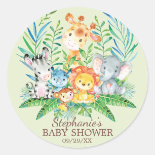 Safari Jungle Animals Baby Shower Favor Sticker
