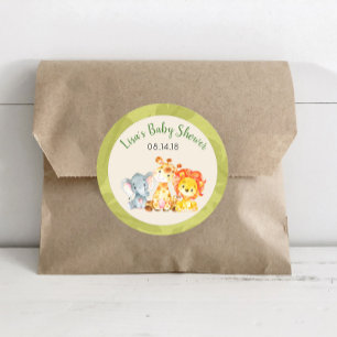 Safari Jungle Animals Baby Shower Favor Sticker