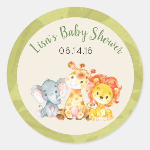 Safari Jungle Animals Baby Shower Favor Sticker