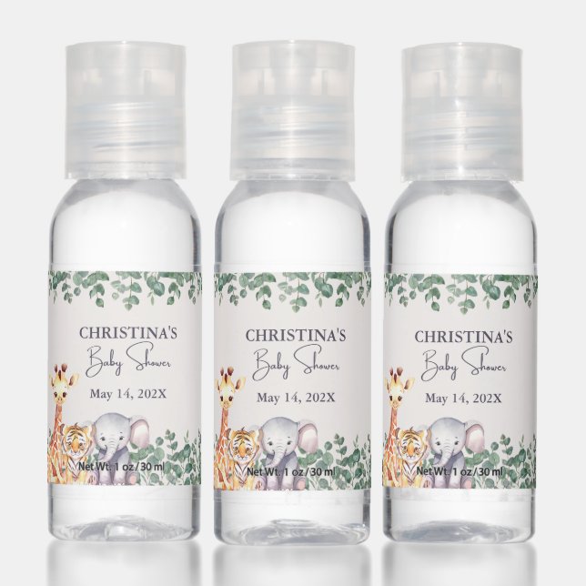Safari Jungle Animals Baby Shower Hand Sanitizer (Set)