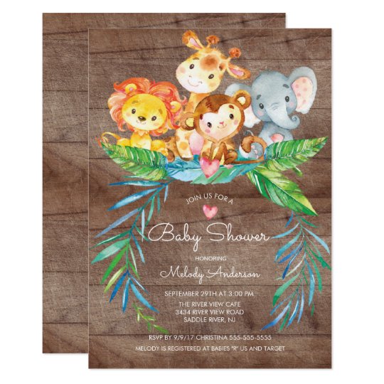 Safari Jungle Animals Baby Shower Invitation Zazzle Com