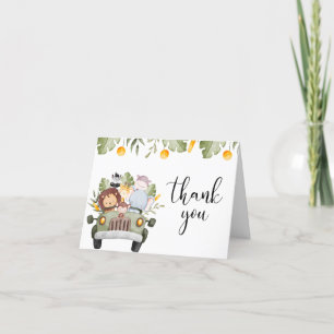 Safari jungle animals baby shower letterpress thank you card