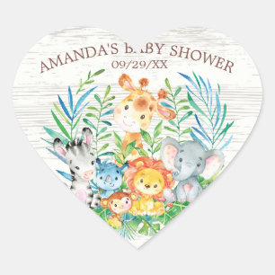 Safari Jungle Animals Baby Shower Sticker