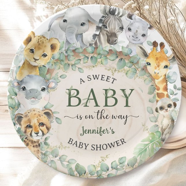 Safari Jungle Animals Baby Shower Tropical   Paper Plates (Creator Uploaded)