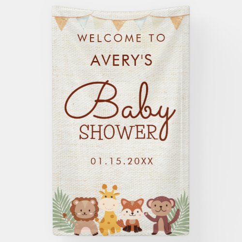 Safari Jungle Animals Baby Shower Welcome Sign