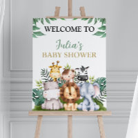 Safari Jungle Animals Baby Shower Welcome Sign