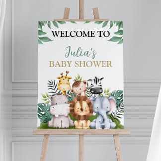 Safari Jungle Animals Baby Shower Welcome Sign