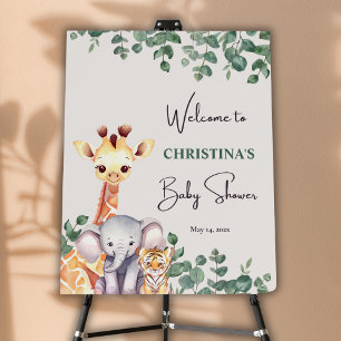 Safari Jungle Animals Baby Shower Welcome Sign