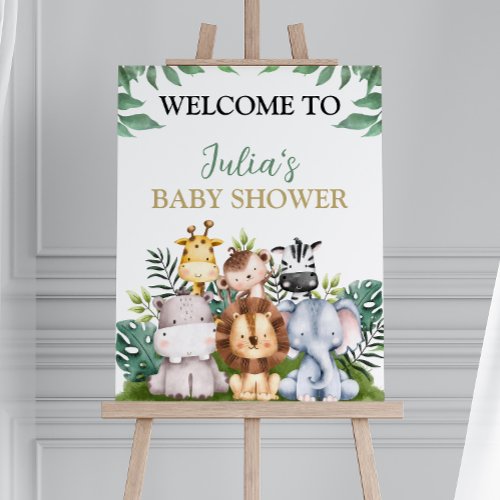 Safari Jungle Animals Baby Shower Welcome Sign