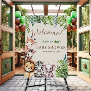 Safari Jungle Animals Baby Shower Welcome Sign