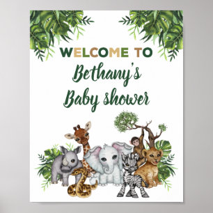 Safari Jungle Animals Baby Shower Welcome Sign
