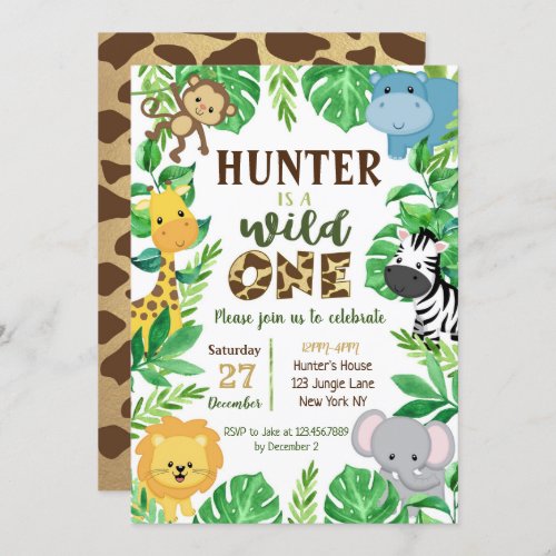 Safari Jungle Animals Birthday Invitations