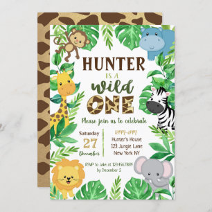 Safari Jungle Animals Birthday Invitations