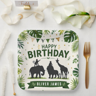 Safari Jungle Animals Birthday Paper Plates