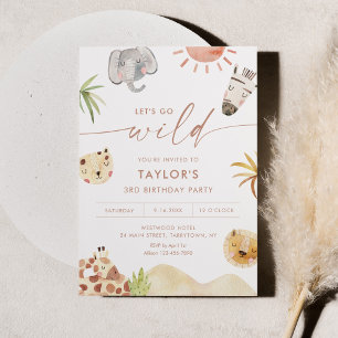 SAFARI Jungle Animals Birthday Party Invitation