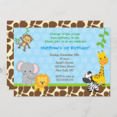 Safari Jungle Animals Birthday Party Invitations (Front/Back)