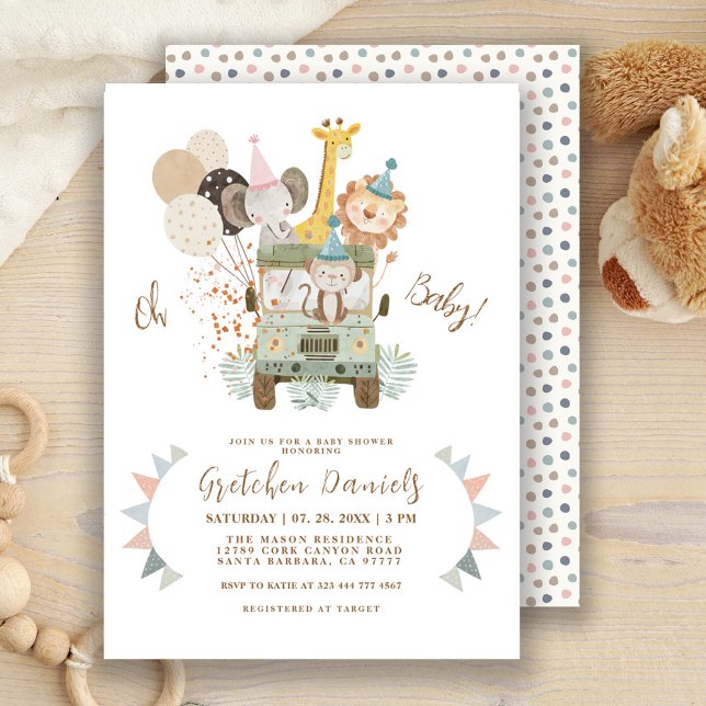 Safari Jungle Animals Boho Baby Shower Invitation (Creator Uploaded)