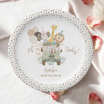 Safari Jungle Animals Boho Baby Shower Paper Plates<br><div class="desc">A Safari truck with the cutest little wild animals and festive balloons makes an ideal place setting for your boho baby shower safari theme.  Please check out our matching baby shower invitation set,  and more on this page.</div>