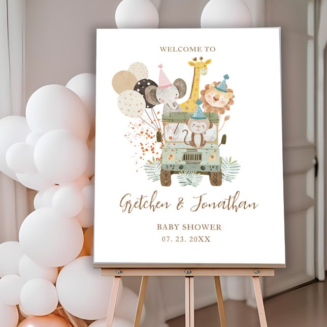 Safari Jungle Animals Boho Baby Shower Party Sign (Creator Uploaded)