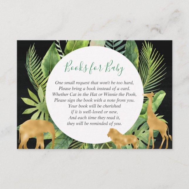 Safari jungle animals book request bring a book enclosure card (Front)