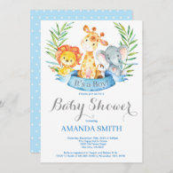 Safari Jungle Animals Boy Baby Shower Invitation