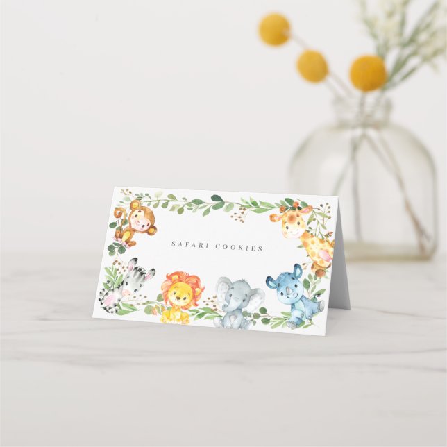 Safari Jungle Animals Buffet Food Labels Place Card (Front)