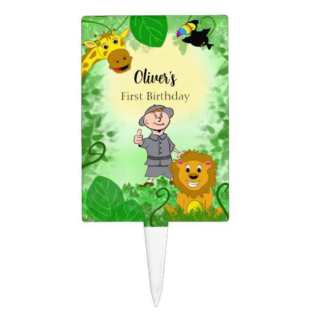 Safari Jungle Animals Cake Pick (Front)