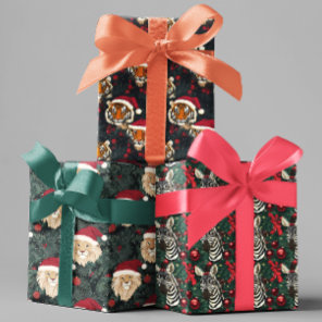 Safari Jungle Animals Christmas Lion Tiger Zebra Wrapping Paper Sheets