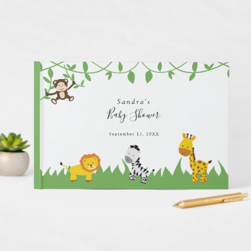 Safari Jungle Animals Cute Baby Shower Neutral  Guest Book