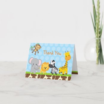 Safari Jungle Animals Folded Thank You Note Cards by SugarPlumPaperie at Zazzle