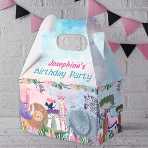Safari jungle animals girl custom favor boxes
