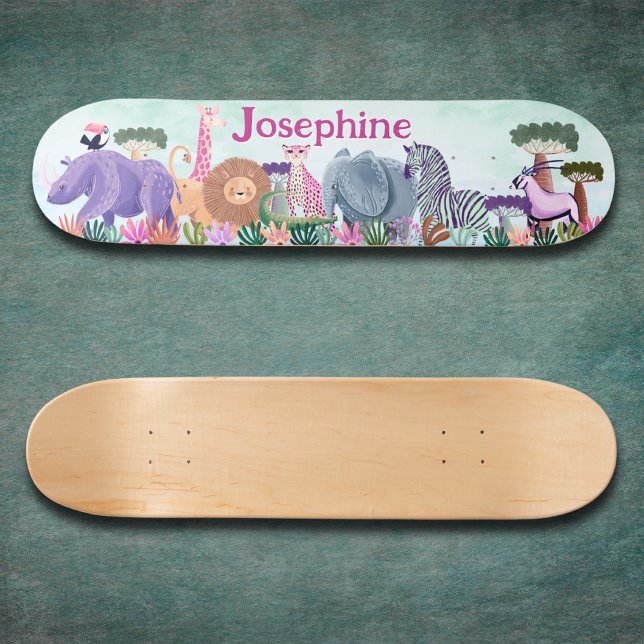 Safari jungle animals girl custom skateboard (Creator Uploaded)