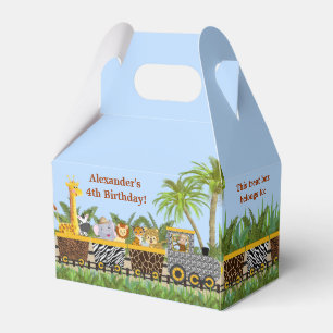 Safari Jungle Animals in Train Gable Favor Box