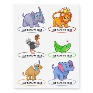 Safari Jungle Animals Kids Birthday Party Tattoos