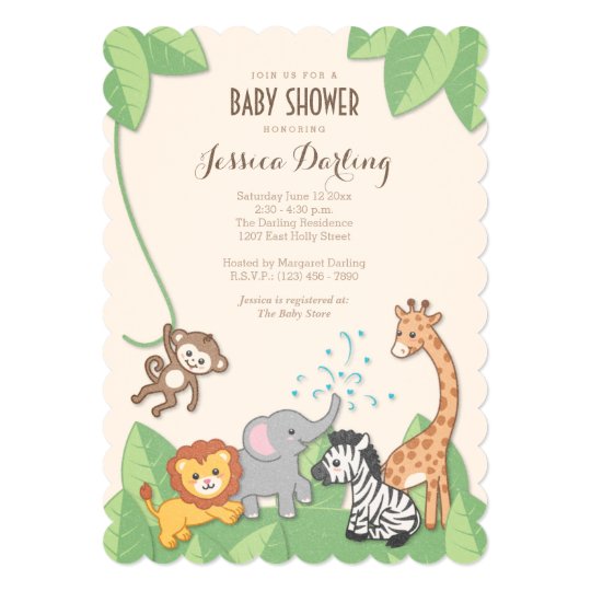 Safari Jungle Animals Modern Baby Shower Card | Zazzle