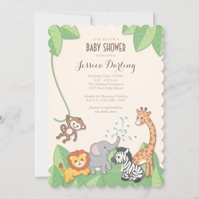 Safari Jungle Animals Modern Baby Shower Invitation (Front)