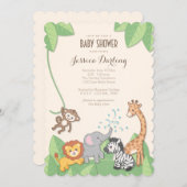 Safari Jungle Animals Modern Baby Shower Invitation (Front/Back)