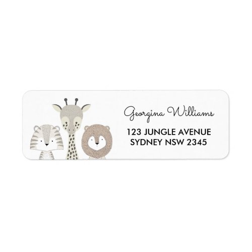 Safari Jungle Animals Modern Baby Shower Wild One Label