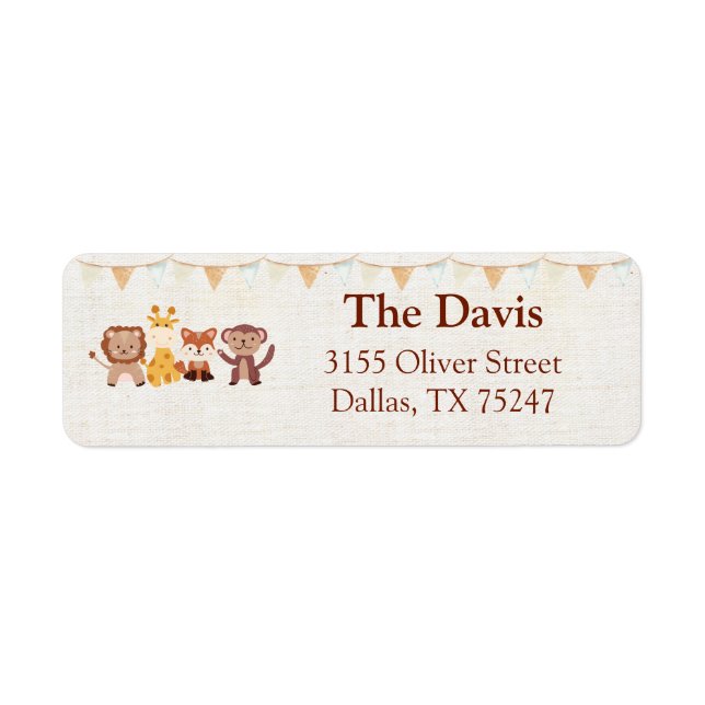 Safari Jungle Animals Return Address Label (Front)