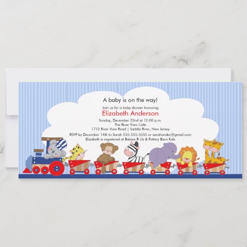 Safari Jungle Animals Train Baby Shower Invitation