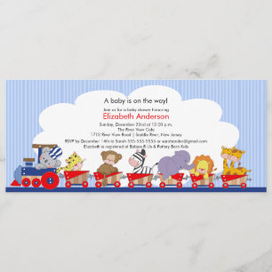 Safari Jungle Animals Train Baby Shower Invitation