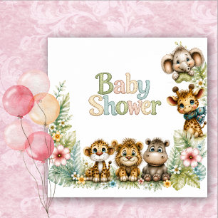 Safari Jungle Animals Watetrcolor Baby Shower Napkins